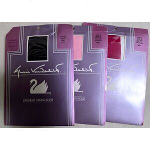 Lot of 3 Gloria Vanderbilt Daysheer Sandalfoot pantyhose NOS Sz D (bndl11)